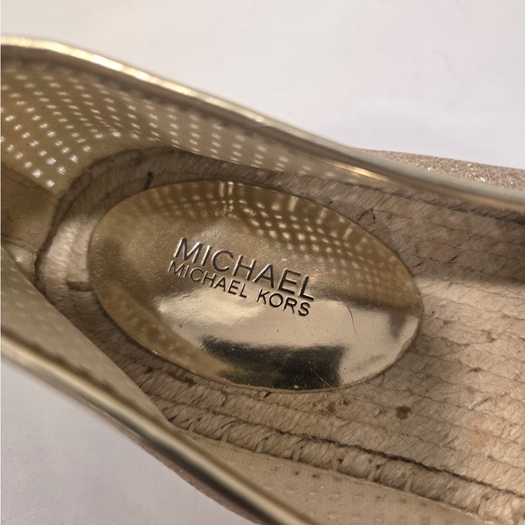 Michael Kors Womans Kendrick Gold Mesh Espadrilles Sz 10 Flats Slip On Metallic - Picture 6 of 8